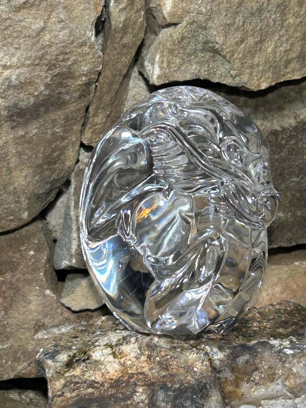 Artist Signed Stuben Crystal Dragon Paper Weight Sculpture READ